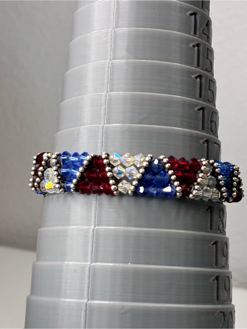 Patriotic Multi-Color Austrian Crystal Bracelet w/Filigree Accent Clasp